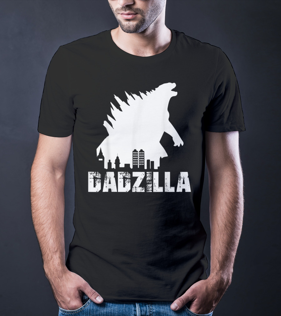 Kidzilla And Dadzilla Funny Matching Fathers City Skyline Monster T-Shirt
