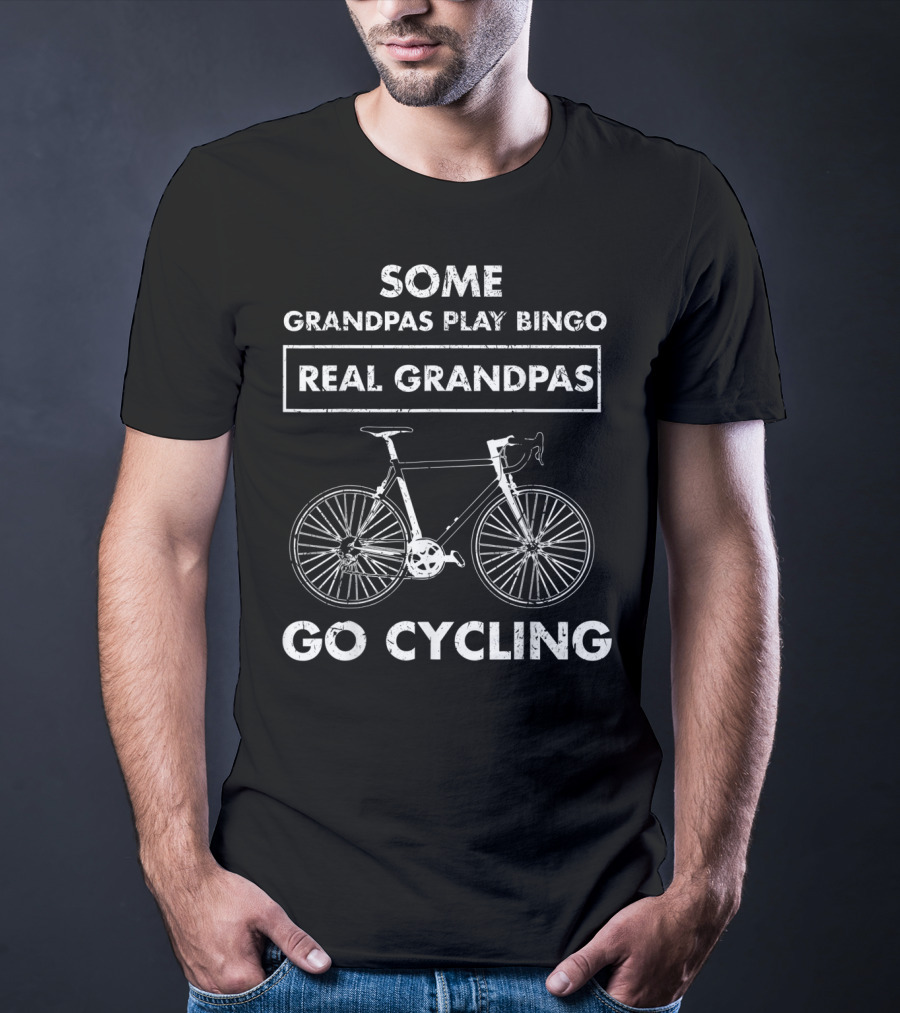 Mens Funny Real Grandpas Go Cycling Bicycle Biking Vin T-Shirt