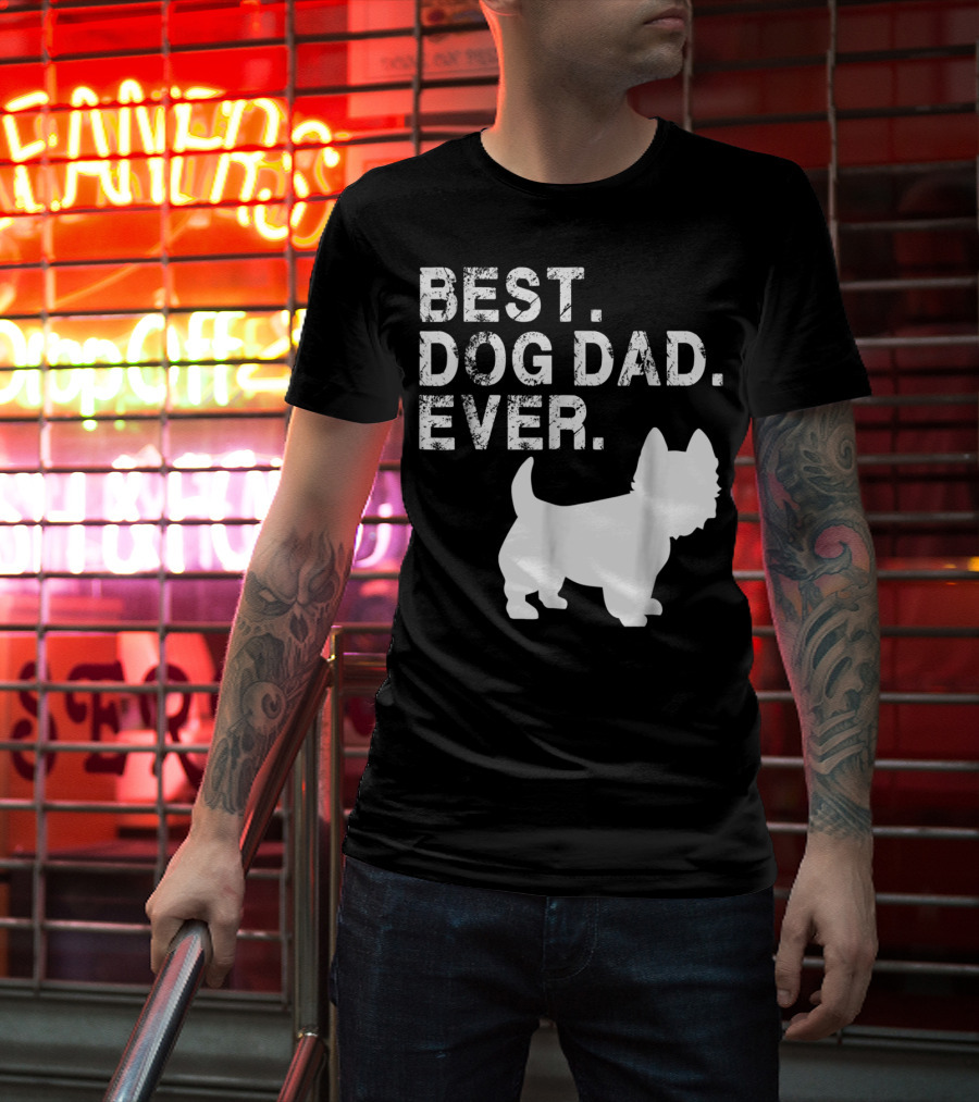 Mens Grunge Best Dog Dad Ever Westie T-Shirt