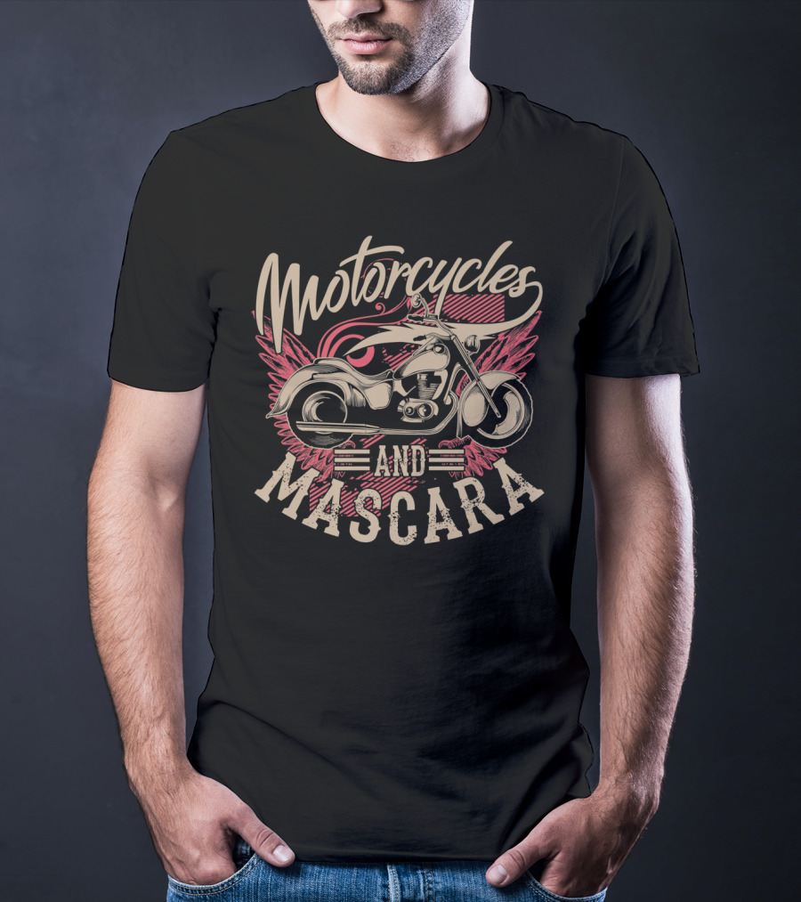 Motorcycles And Mascara Cute Makeup Motorbike Wings T-Shirt