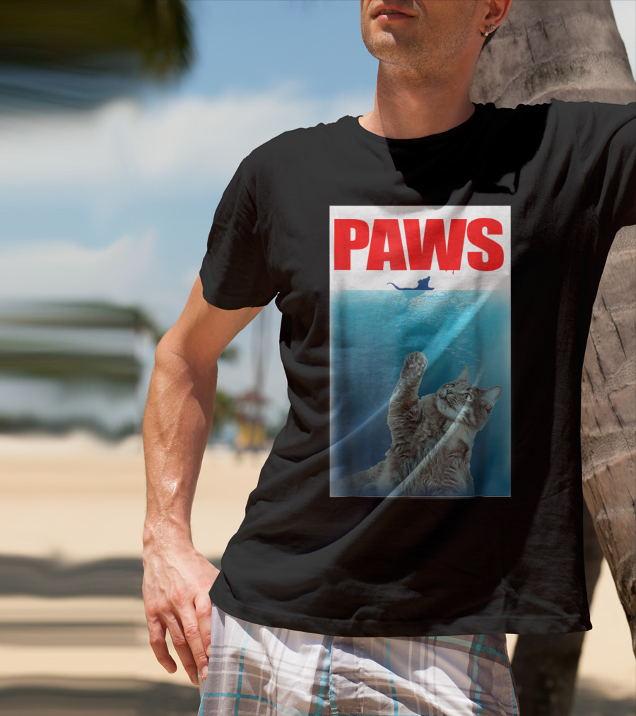 Paws Cat And Mouse Jaws Parody For Funny Cat Lover T-Shirt