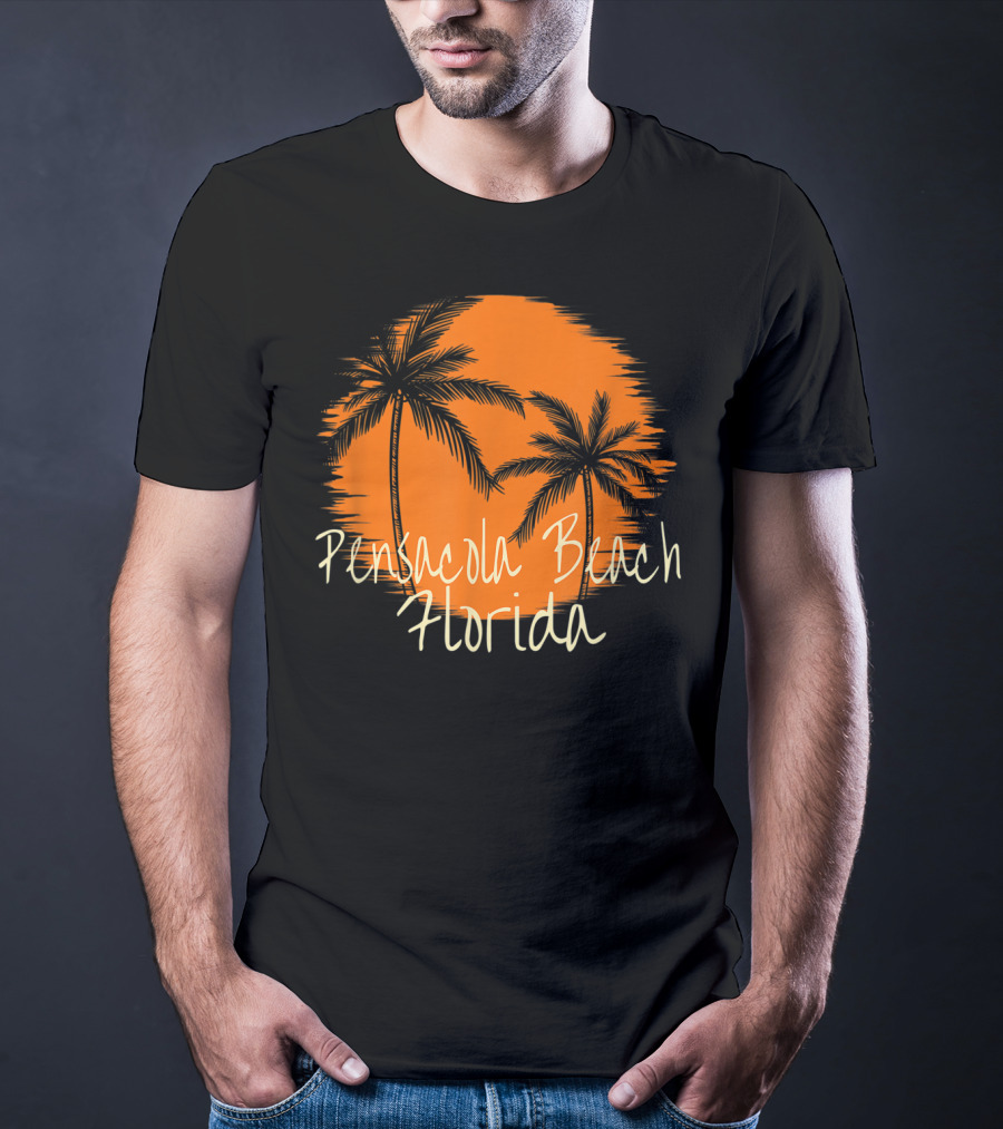 Pensacola Beach Florida Vacation Souvenir Sun Palm Trees T-Shirt
