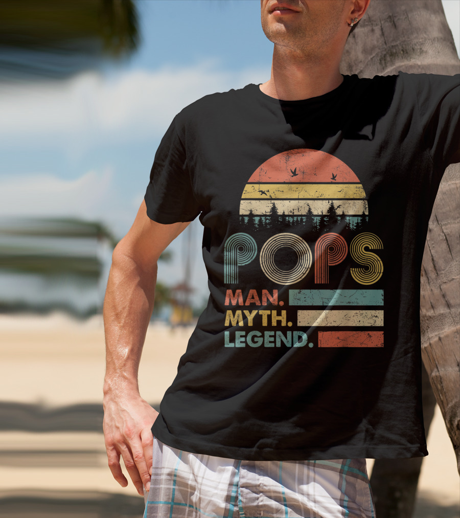 Pops The Man The Myth The Legend Retro Sunset T-Shirt