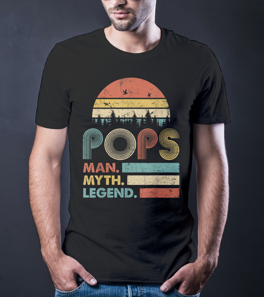 Pops The Man The Myth The Legend Retro Sunset T-Shirt