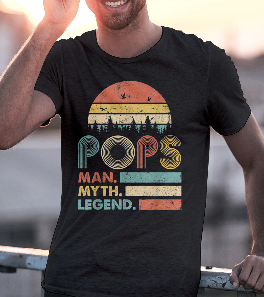 Pops The Man The Myth The Legend Retro Sunset T-Shirt