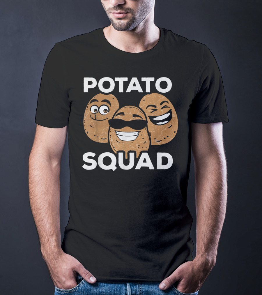 Potato Squad Cute Funny Potato Lover Smiling Cartoon Faces T-Shirt