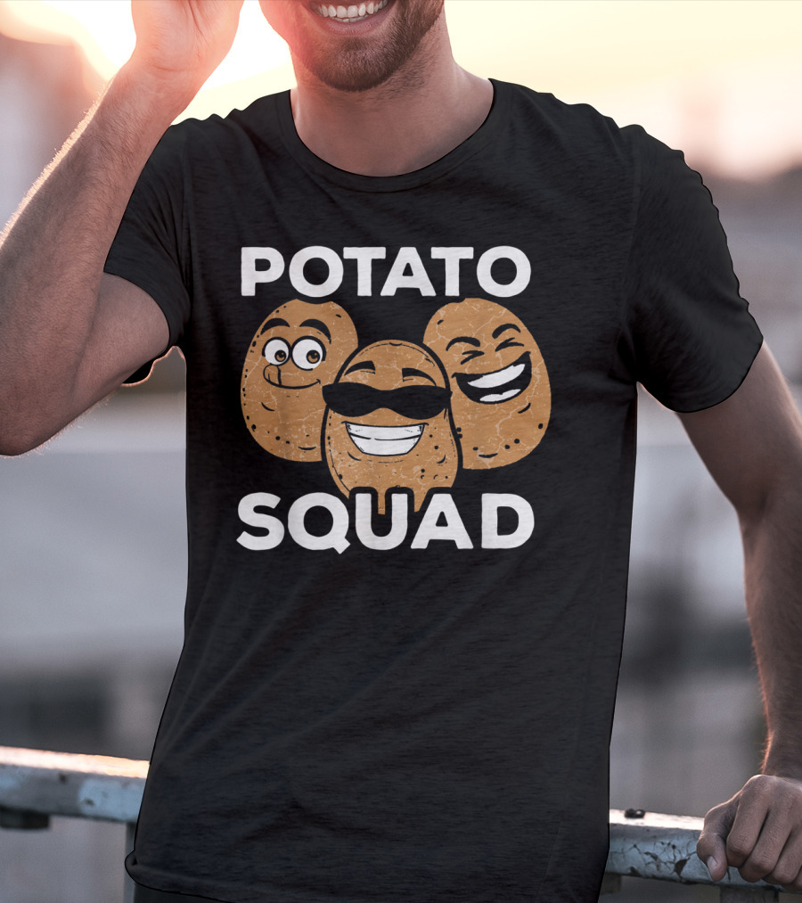 Potato Squad Cute Funny Potato Lover Smiling Cartoon Faces T-Shirt
