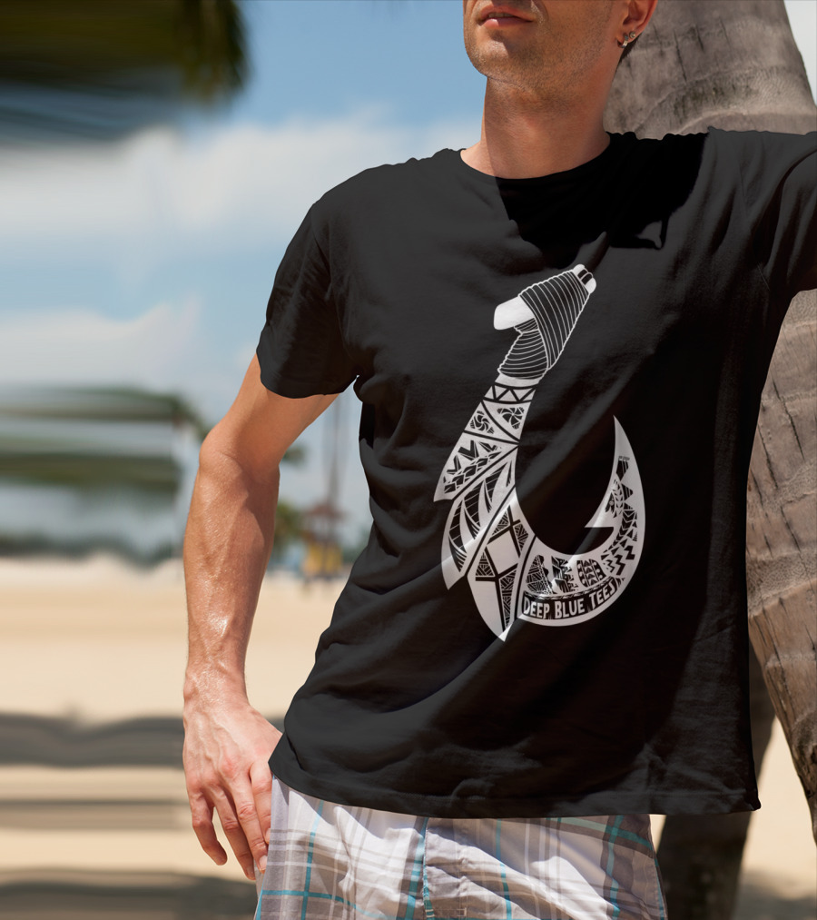 Tribal Hawaiian Hook By Deep Blue T-Shirt