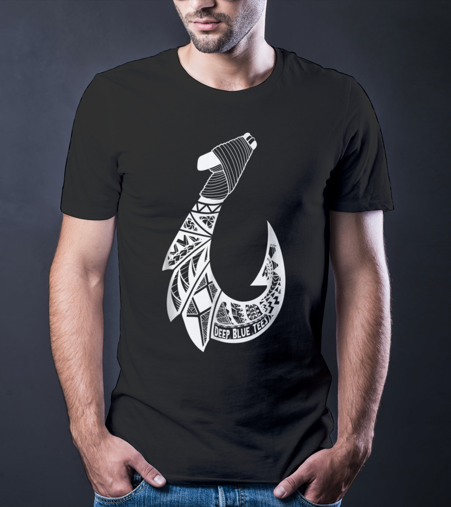 Tribal Hawaiian Hook By Deep Blue T-Shirt