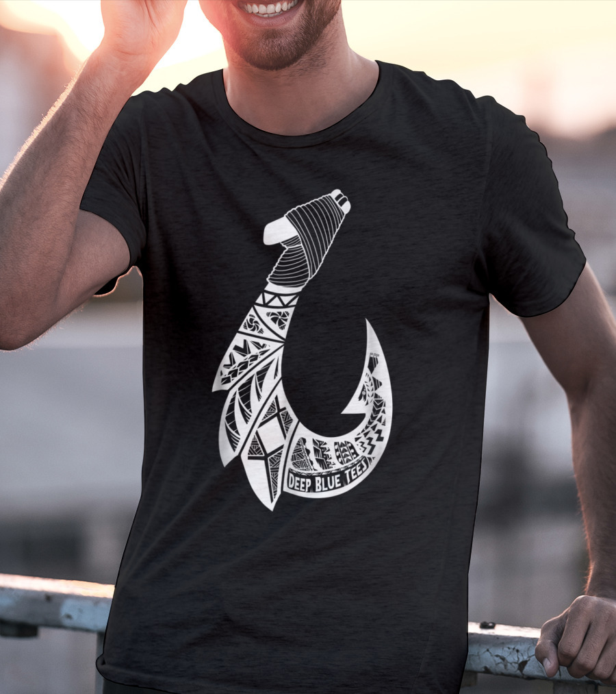 Tribal Hawaiian Hook By Deep Blue T-Shirt