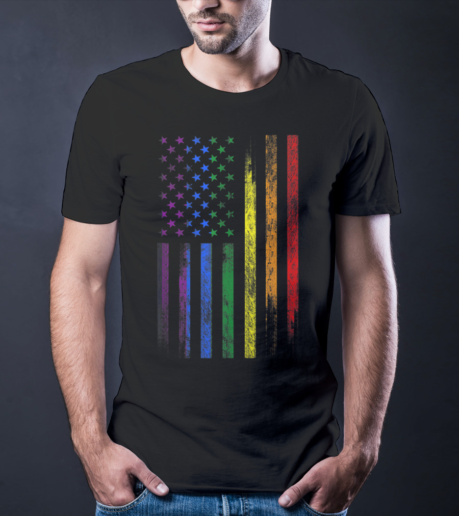 USA Rainbow Flag Gay Pride Symbol T-Shirt