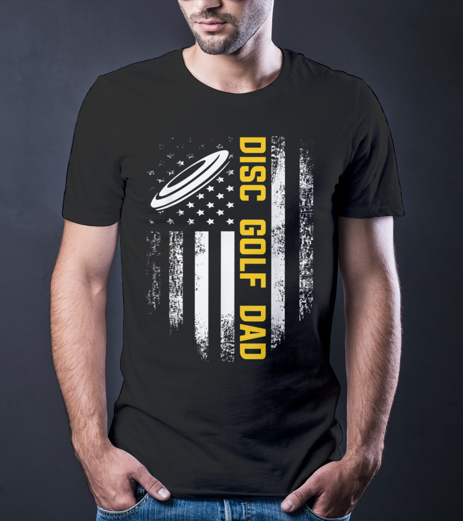 Disc Golf Dad American Flag Vintage Father's Day T-Shirt
