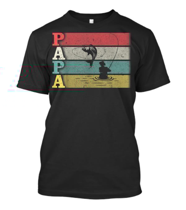 Vintage Fishing Papa Funny Dad Retro Father's Day T-Shirt