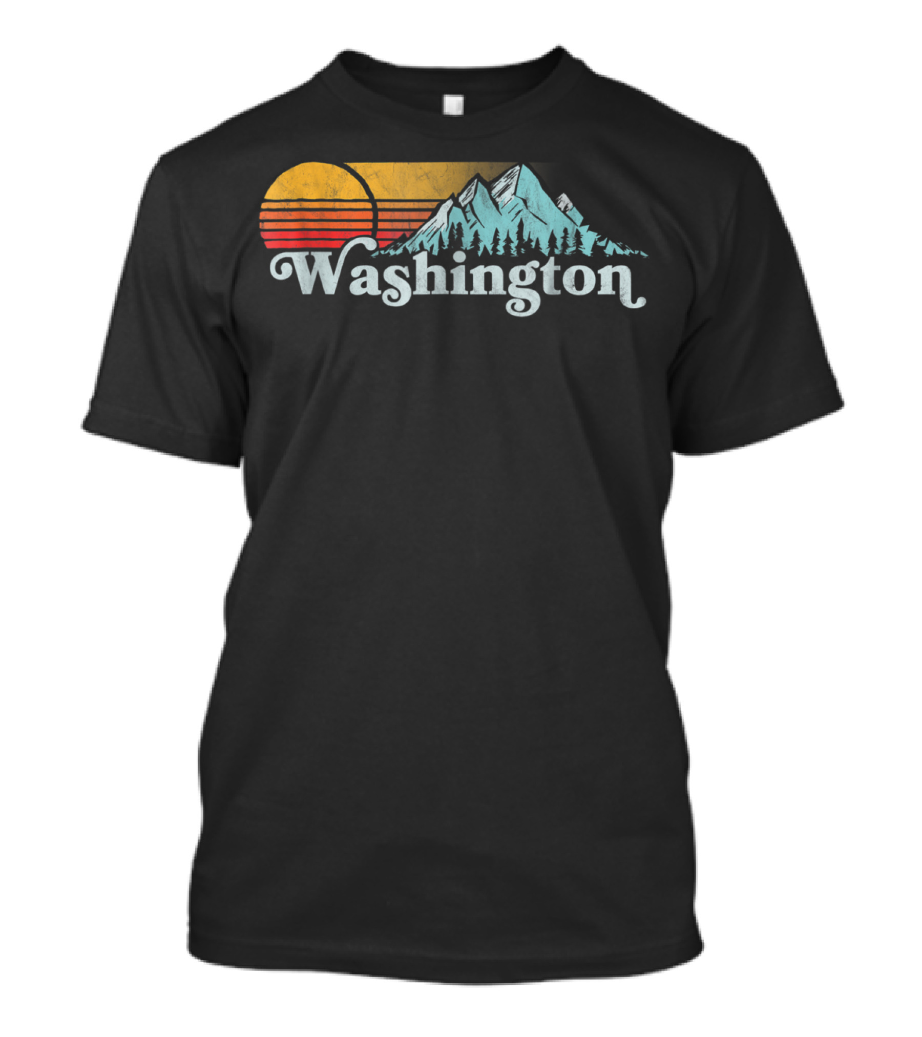 Vintage Washington State Distressed Mountain Retro Sunset T-Shirt