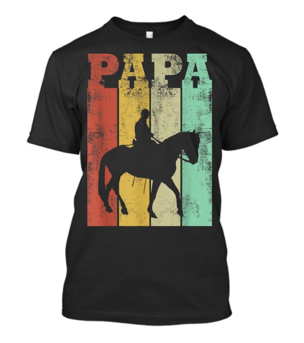 Vintage Horse Riding Papa Silhouette Retro Dad T-Shirt