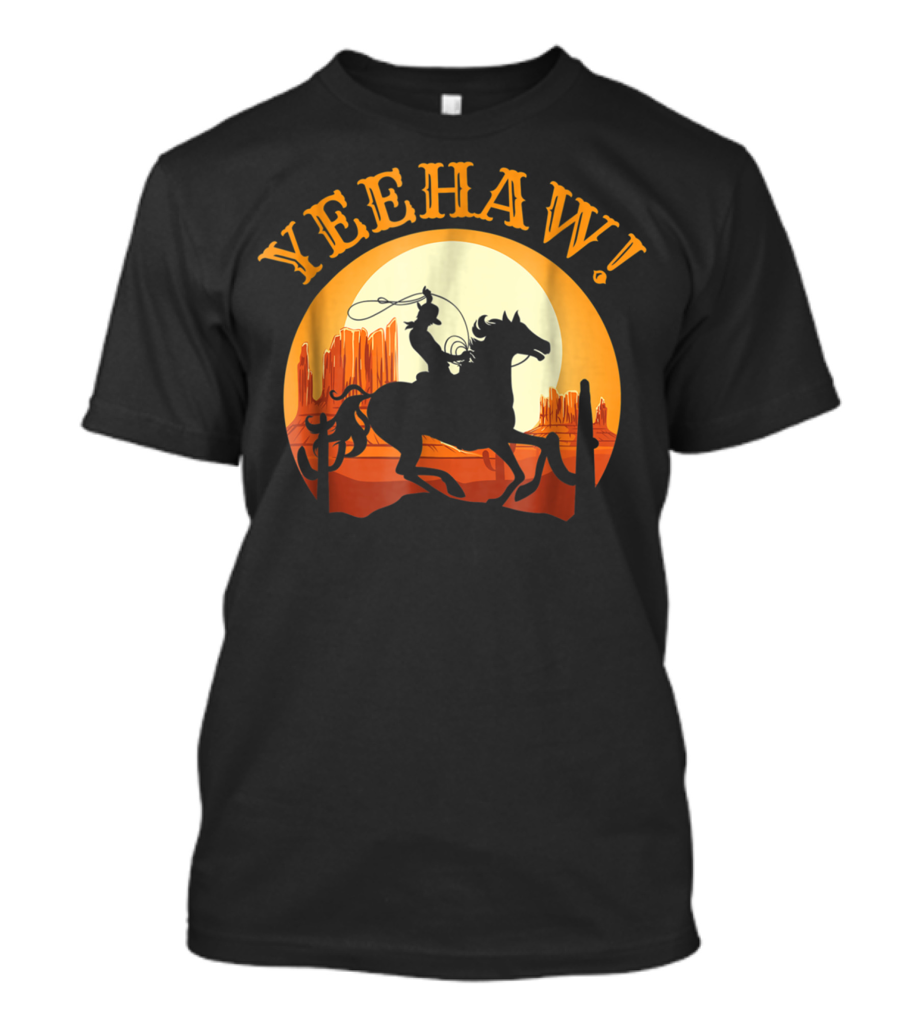 Yeehaw Howdy Cowboy Rodeo Riding Lover Sunset T-Shirt
