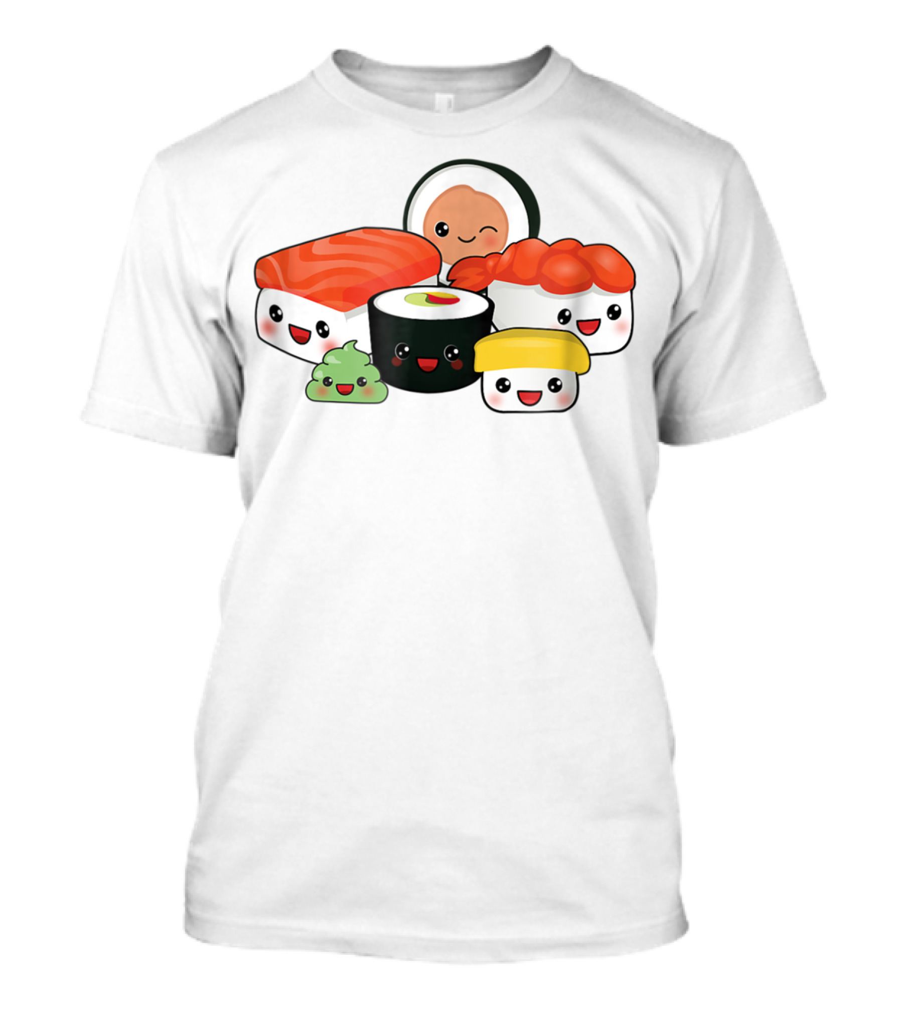 Kawaii Sushi Family With Cute Faces And Happy Expressions T-Shirt