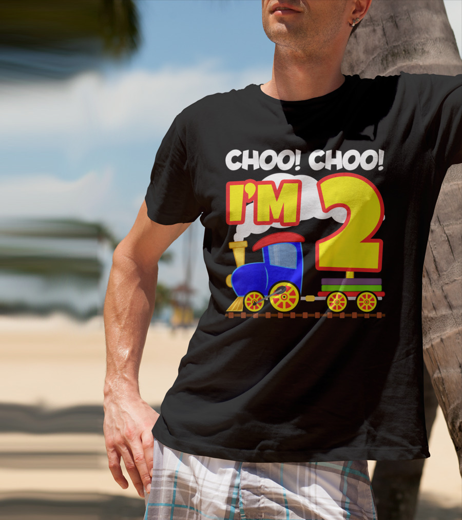 Choo Choo I'm 2 Year Old Train Birthday Toddler Fun T-Shirt