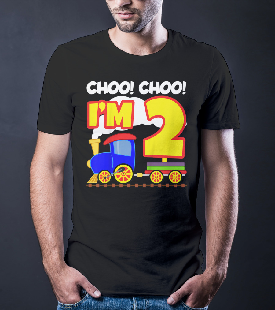 Choo Choo I'm 2 Year Old Train Birthday Toddler Fun T-Shirt