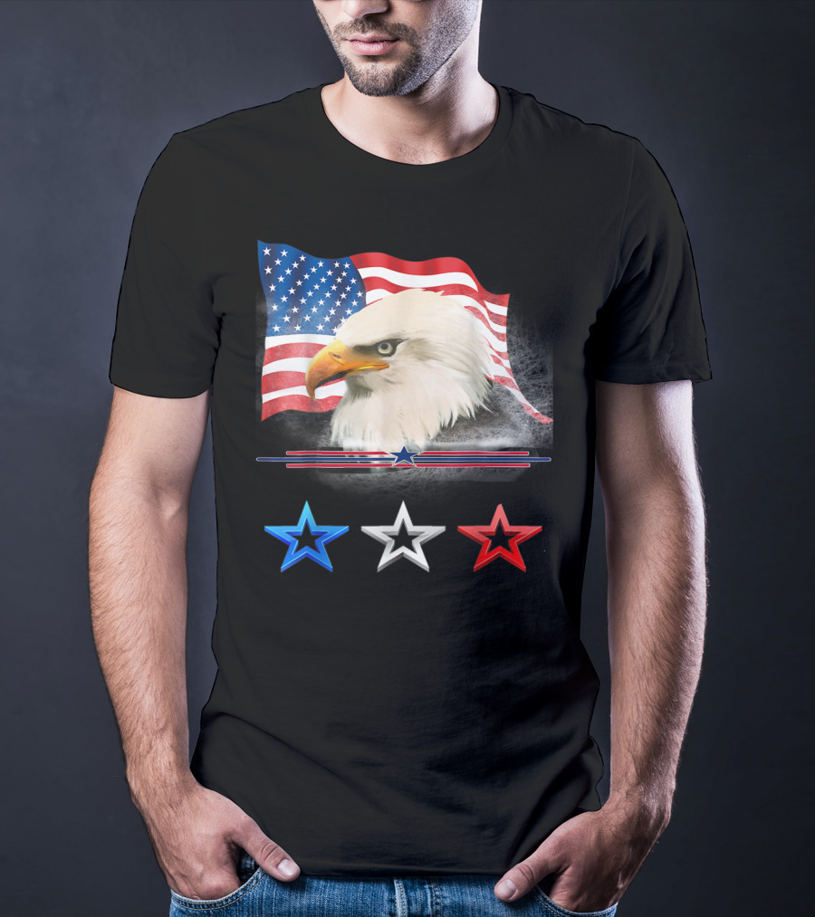 American Flag Eagle With Red White Blue Stars T-Shirt