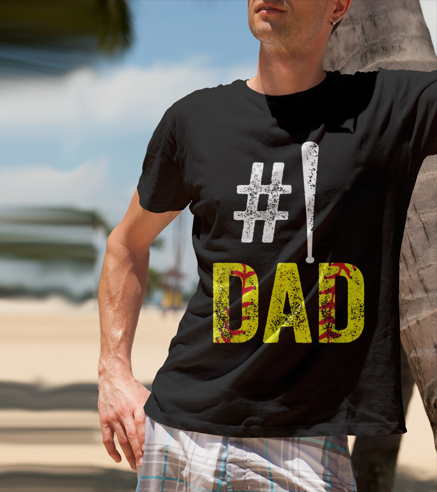 1 Dad Baseball Softball Funny Daddy T-Shirt