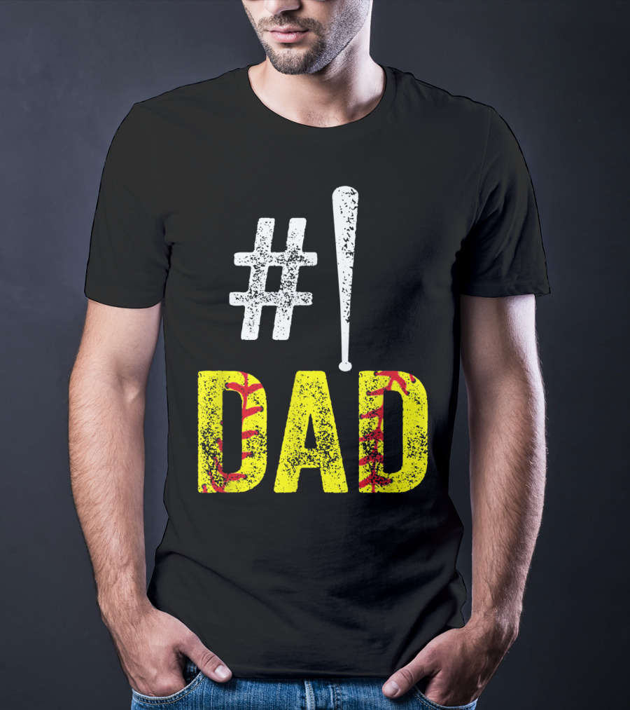 1 Dad Baseball Softball Funny Daddy T-Shirt