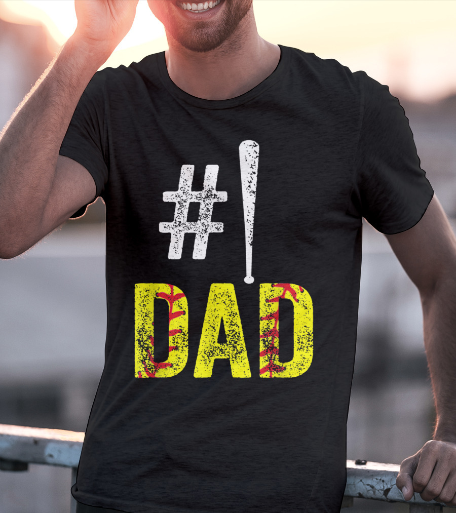 1 Dad Baseball Softball Funny Daddy T-Shirt