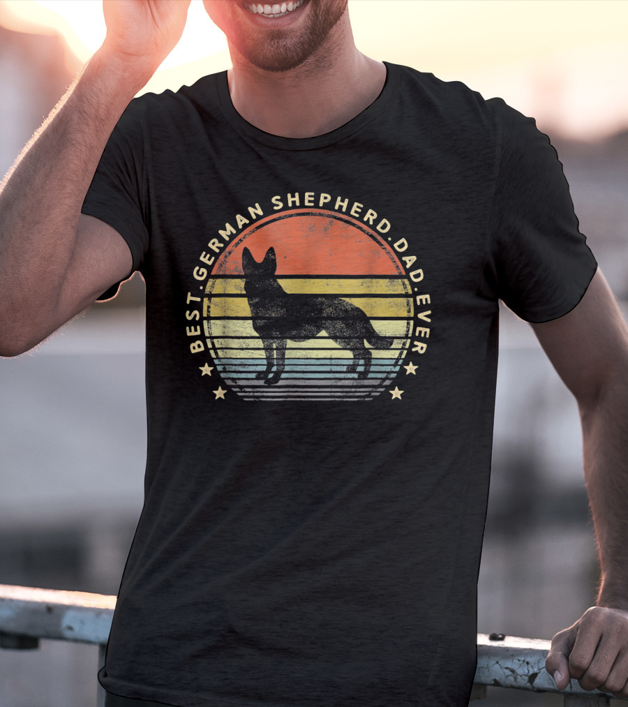 Mens Best German Shepherd Dad Ever Retro T-Shirt