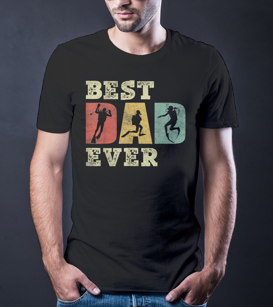 Mens Best Dad Ever With Scuba Diving T-Shirt