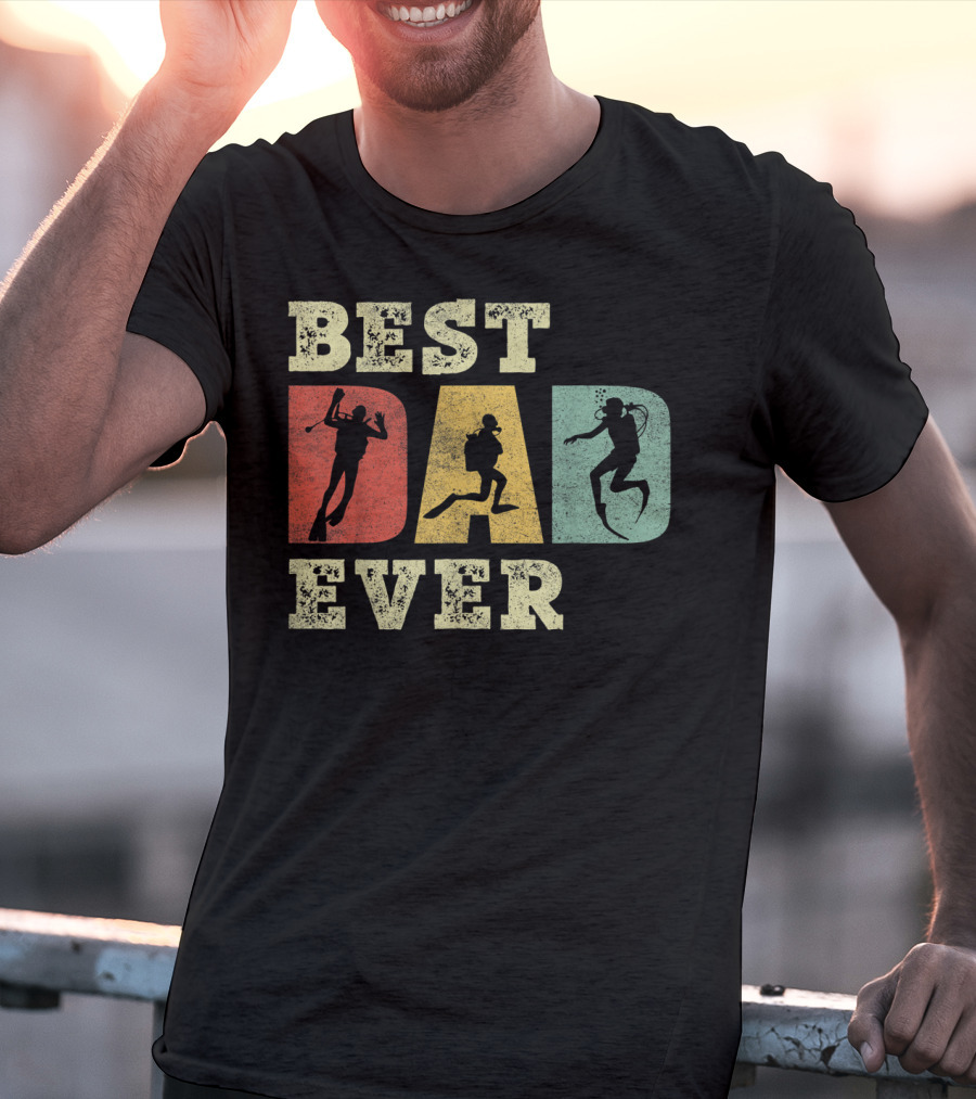 Mens Best Dad Ever With Scuba Diving T-Shirt