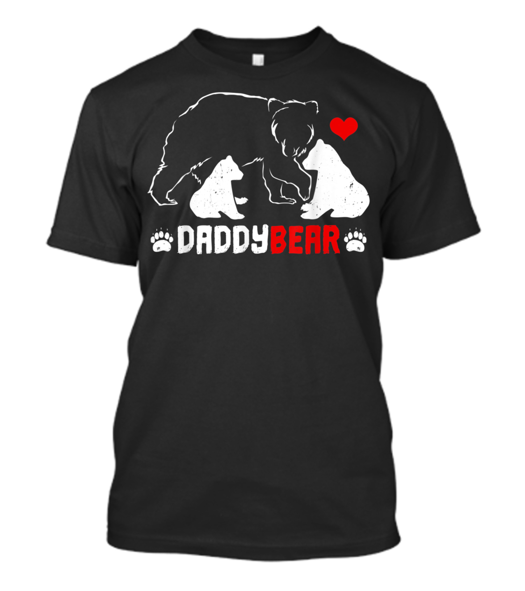 DADDY BEAR Two Cubs Heart Paw Prints T-Shirt