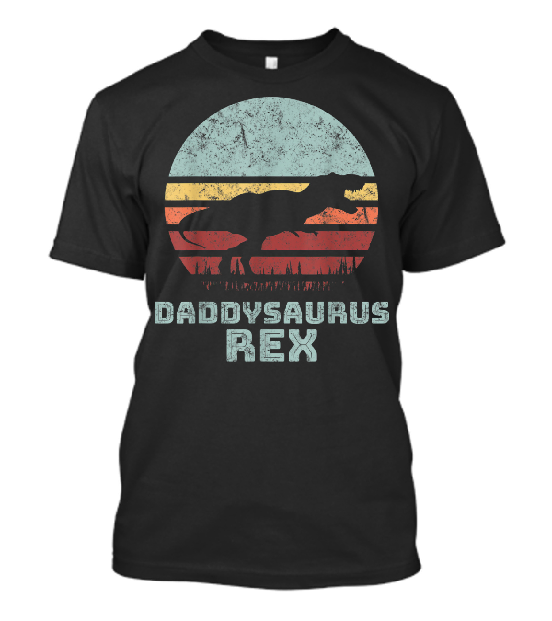 Daddysaurus Rex TRex Sunset Dinosaur Father's Day T-Shirt