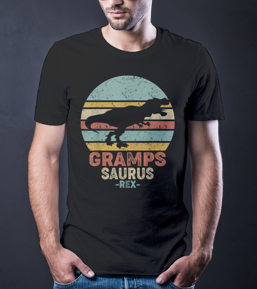 Grampsaurus Dinosaur Vintage Rex Retro Stripes T-Shirt