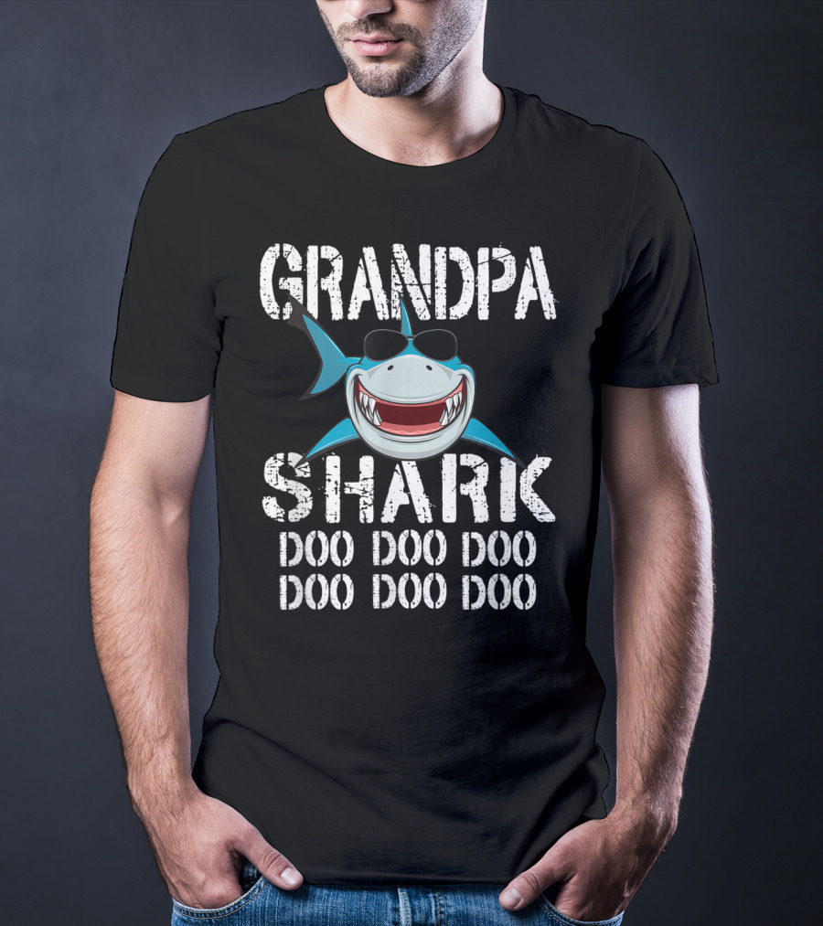 Grandpa Shark Doo Doo Doo Sunglasses Smile Family T-Shirt