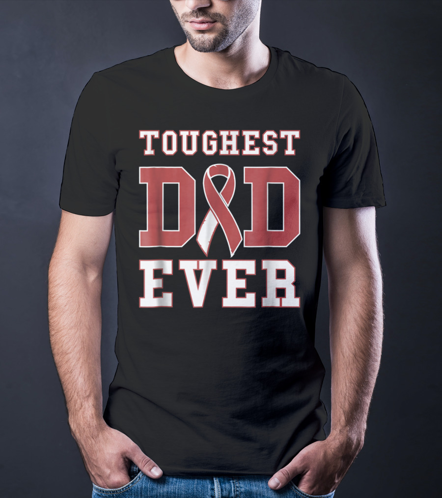 Toughest Dad Ever Head Neck Cancer Survivor Ribbon T-Shirt