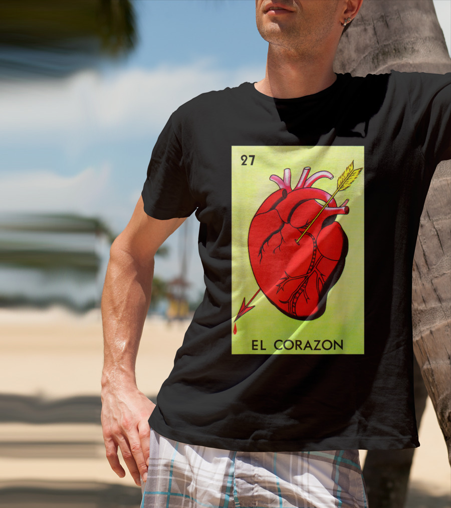 Mexican Loteria Card 27 El Corazon Heart With Arrow T-Shirt