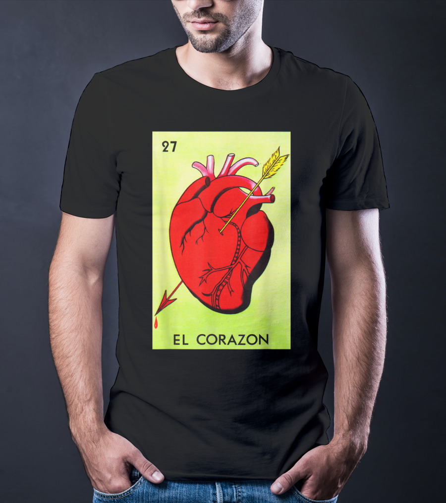 Mexican Loteria Card 27 El Corazon Heart With Arrow T-Shirt