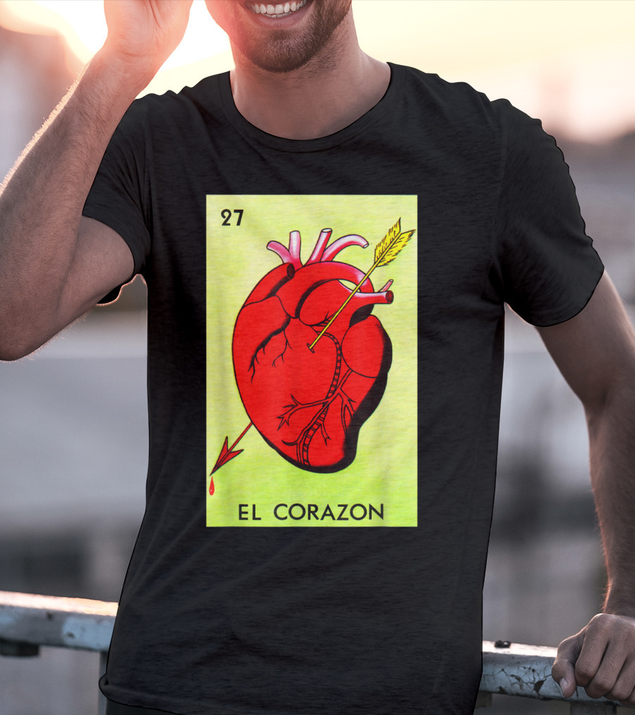 Mexican Loteria Card 27 El Corazon Heart With Arrow T-Shirt