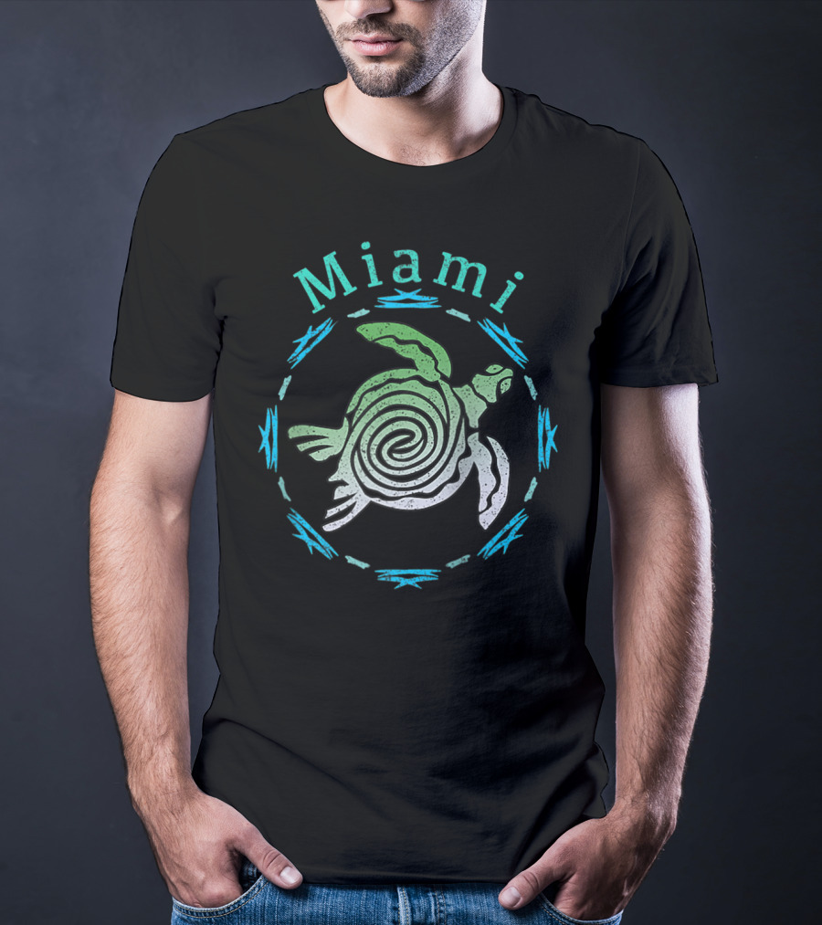 Miami Spiral Tribal Turtle Vintage Raglan T-Shirt