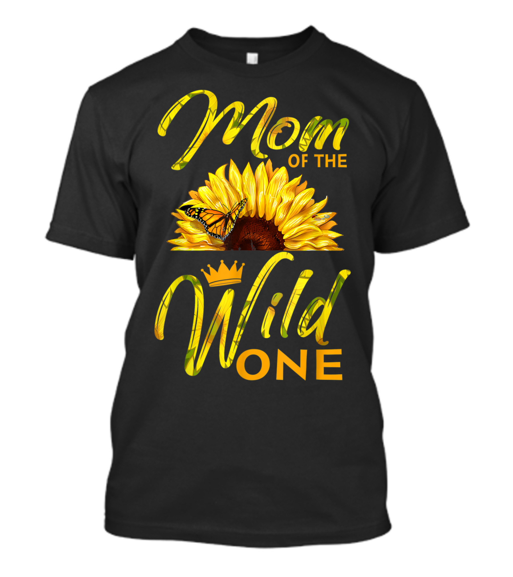 Mom Of The Wild One Sunflower Monarch Butterfly Crown T-Shirt