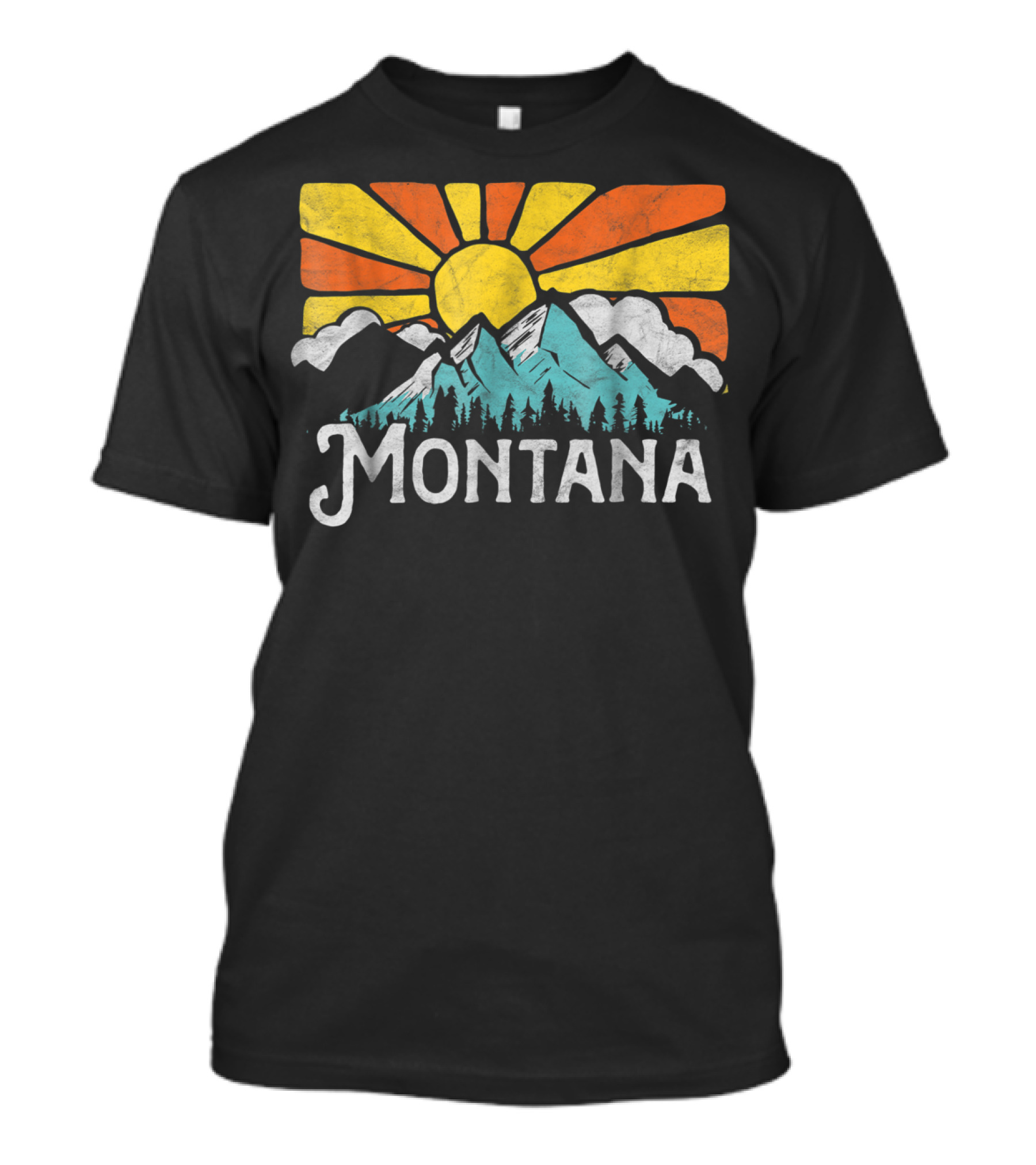 Montana Eighties Style Mountains Sun Retro T-Shirt