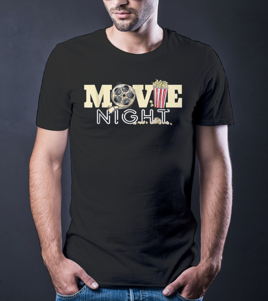Movie Night Family Movie Night Popcorn Film Reel T-Shirt