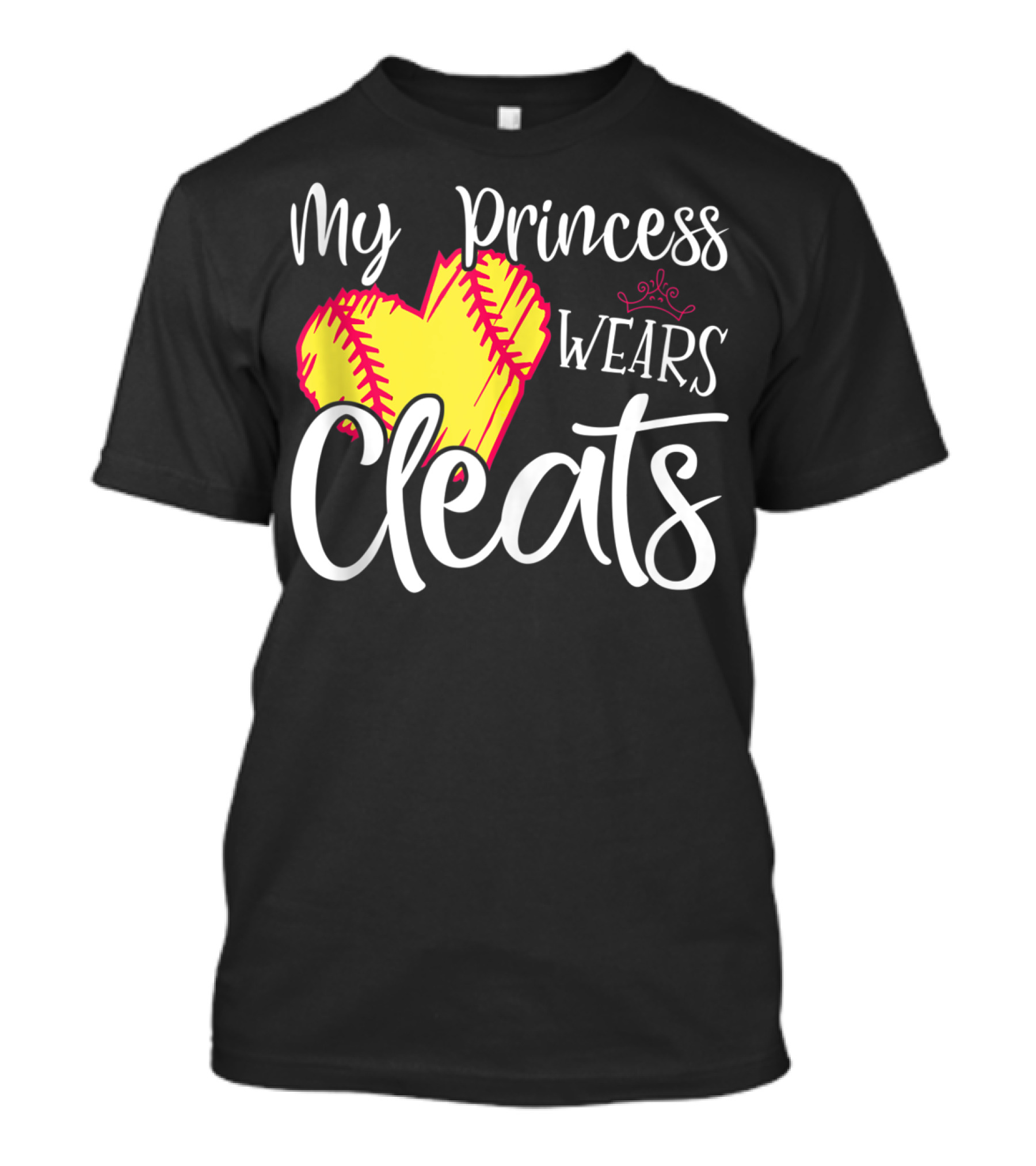 My Princess Wears Cleats Softball Heart T-Shirt