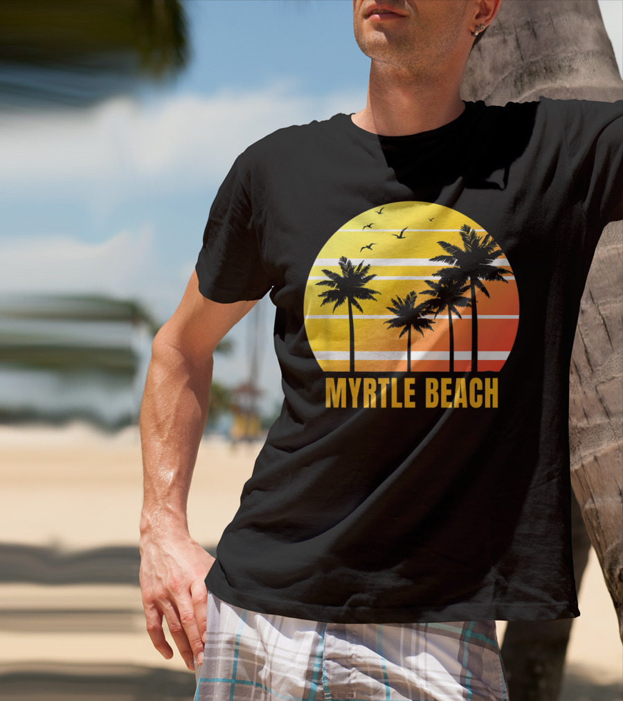 Myrtle Beach South Carolina Palm Trees Sunset Vacation Souvenir T-Shirt