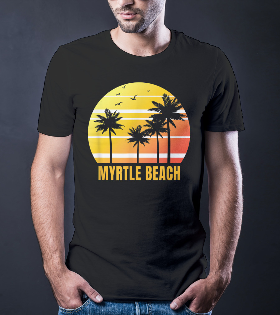 Myrtle Beach South Carolina Palm Trees Sunset Vacation Souvenir T-Shirt