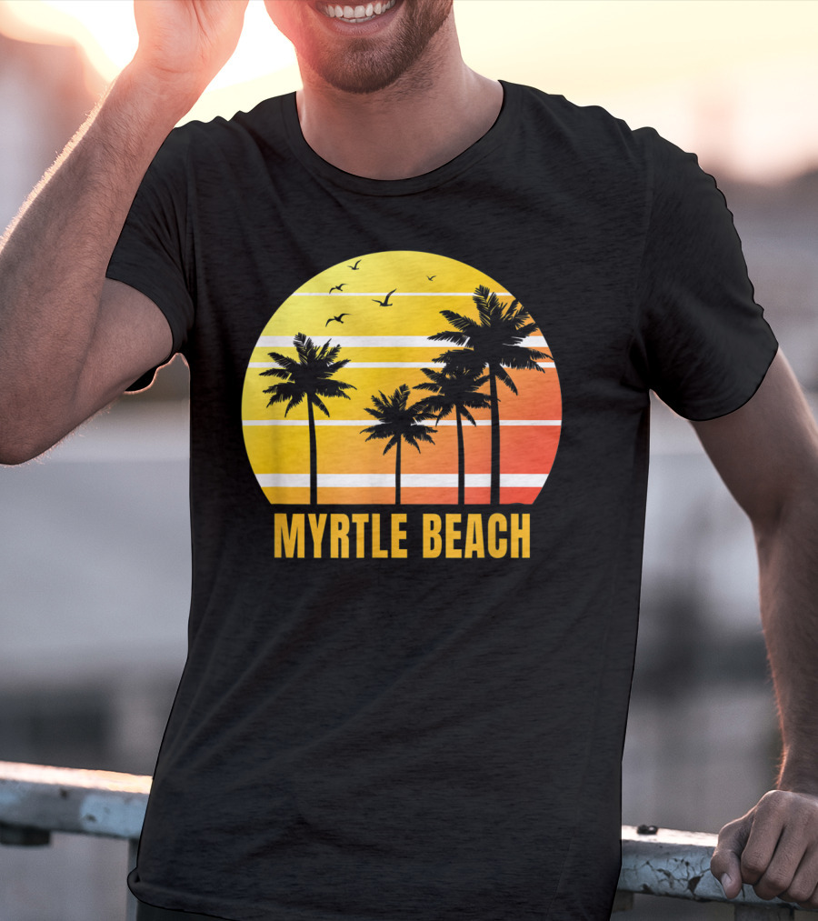 Myrtle Beach South Carolina Palm Trees Sunset Vacation Souvenir T-Shirt