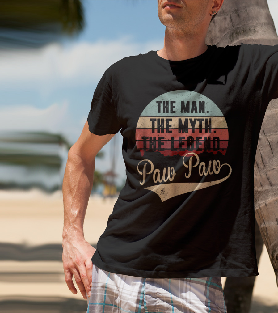 Paw Paw The Man The Myth The Legend Retro Vintage Sunset T-Shirt