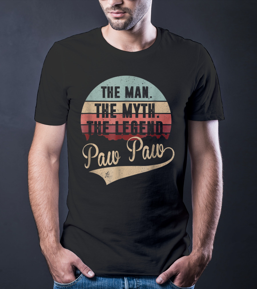 Paw Paw The Man The Myth The Legend Retro Vintage Sunset T-Shirt