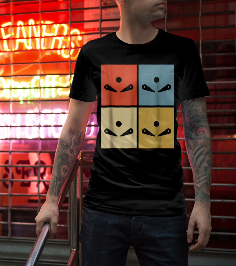 Pinball Colorful Flipper Pop Art Blocks T-Shirt