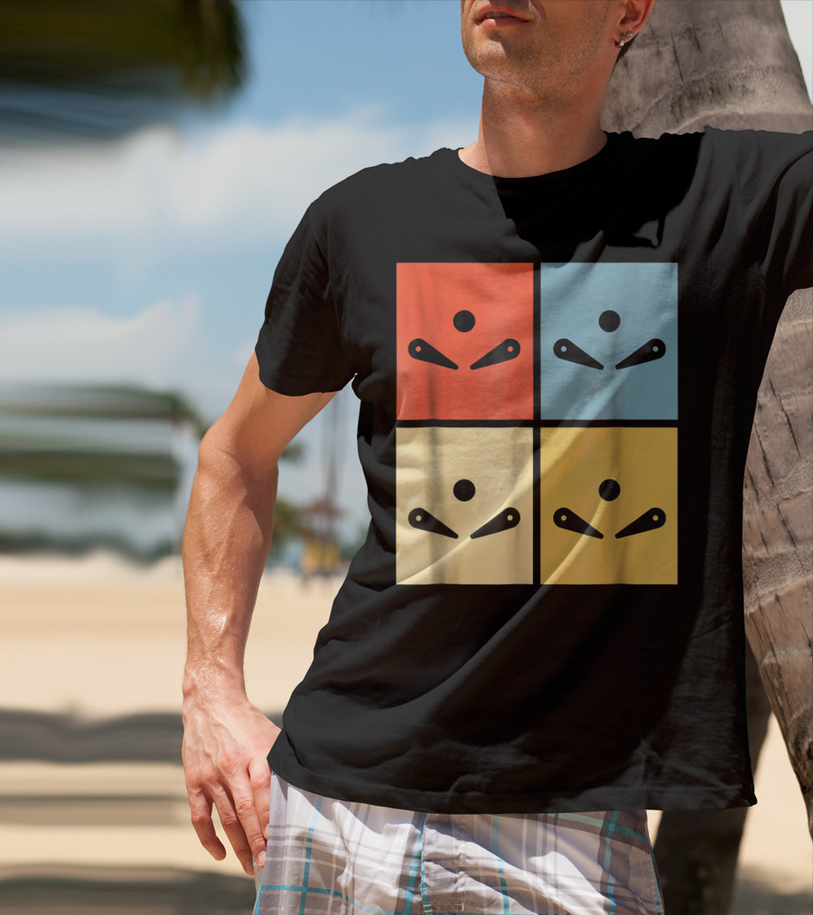 Pinball Colorful Flipper Pop Art Blocks T-Shirt